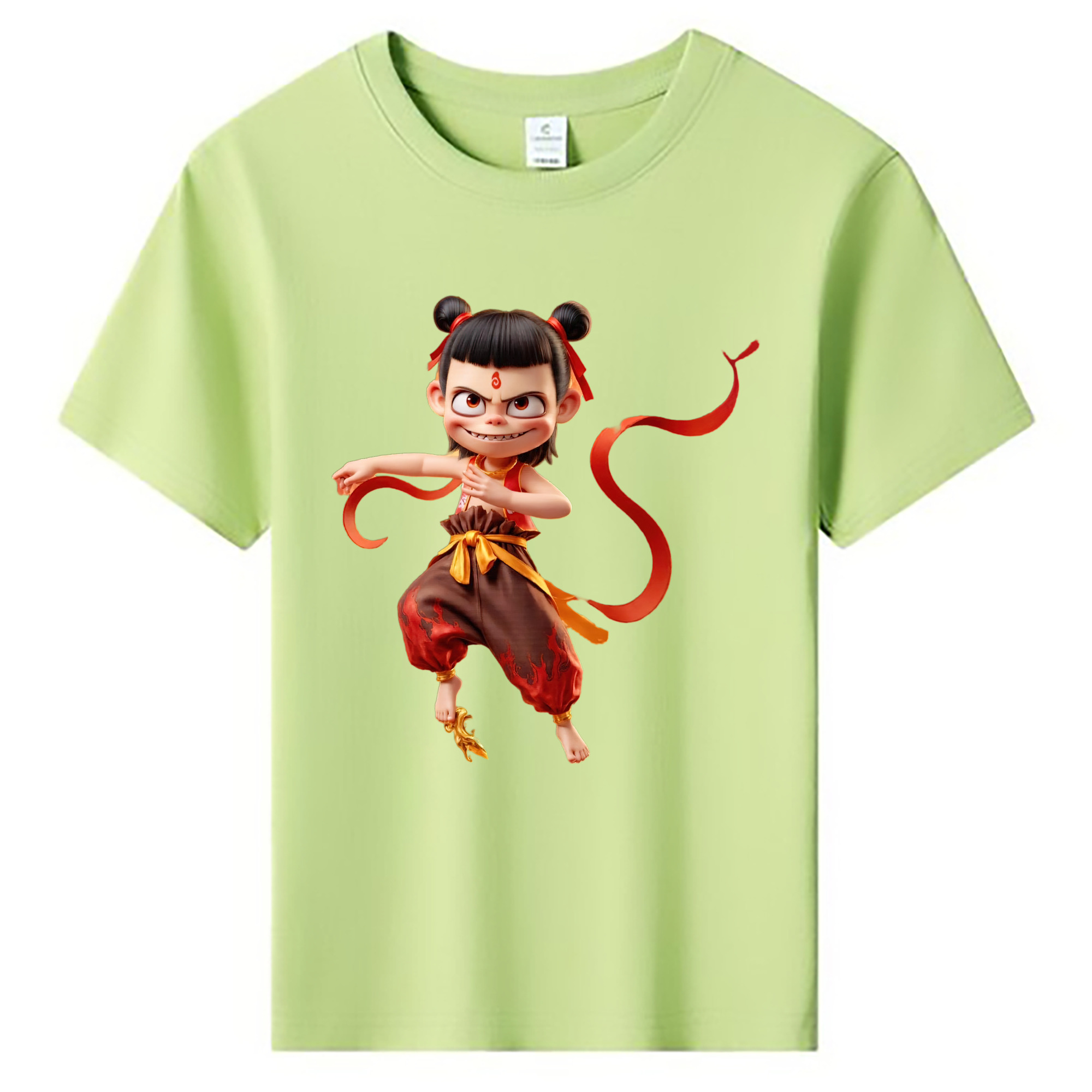 （画像用） Ne Zha 2 ナタ 魔童の大暴れ 綿100％キッズTシャツ（フロントプリント）